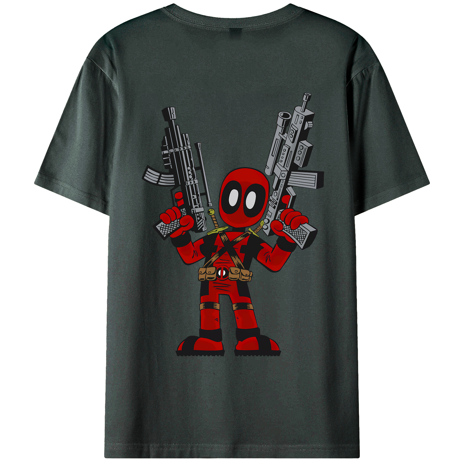 （画像用） Deadpool デッドプール 綿100％ メンズ半袖Tシャツ（バックプリント） 通気性
